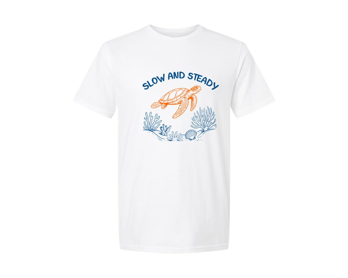 brand:Generic|color:White|Slow And Steady T Shirt Design Graphic T-Shirt