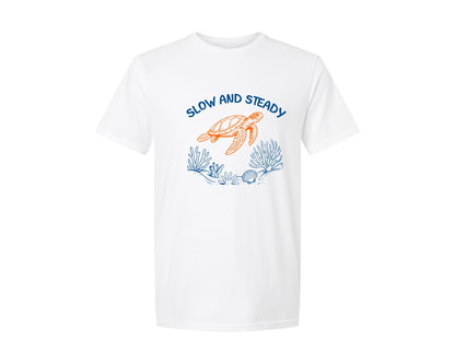 brand:Generic|color:White|Slow And Steady T Shirt Design Graphic T-Shirt