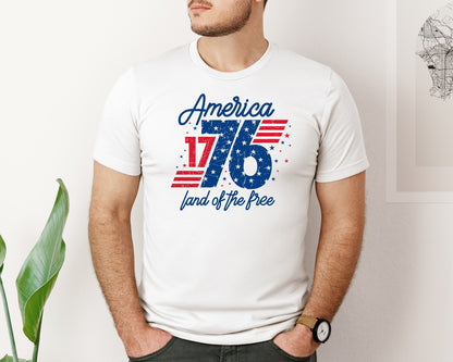 brand:Bella Canvas|color:White|4Th Of Julyamerica Land Of The Free 2 Graphic T-Shirt