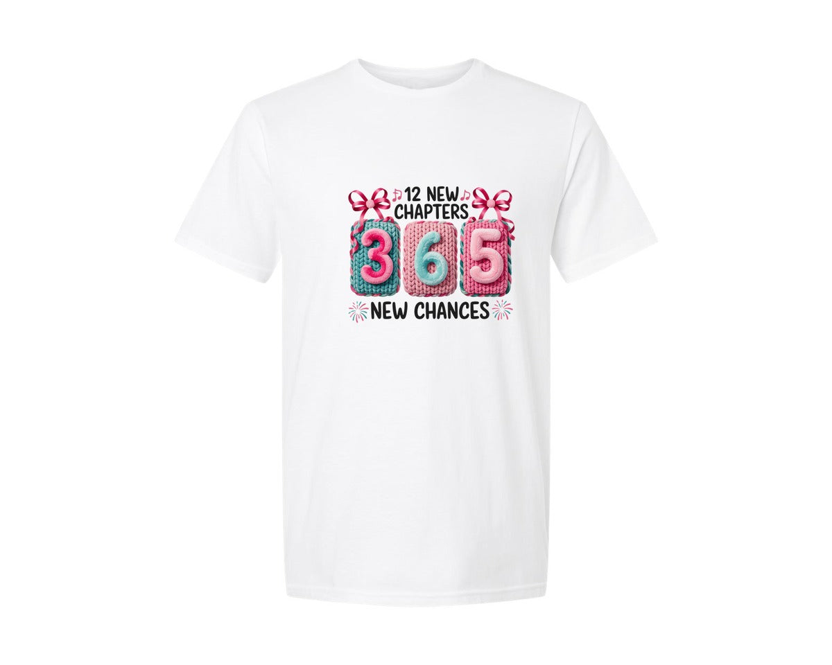 brand:Generic|color:White|12 New Chapters 365 New Chances Faux Graphic T-Shirt