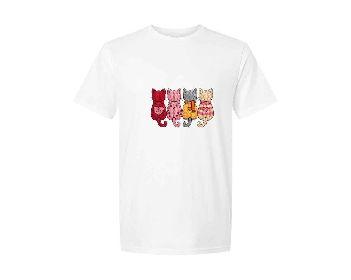 brand:Generic|color:White|Cats Valentine Sweaters Funny Cats Graphic T-Shirt