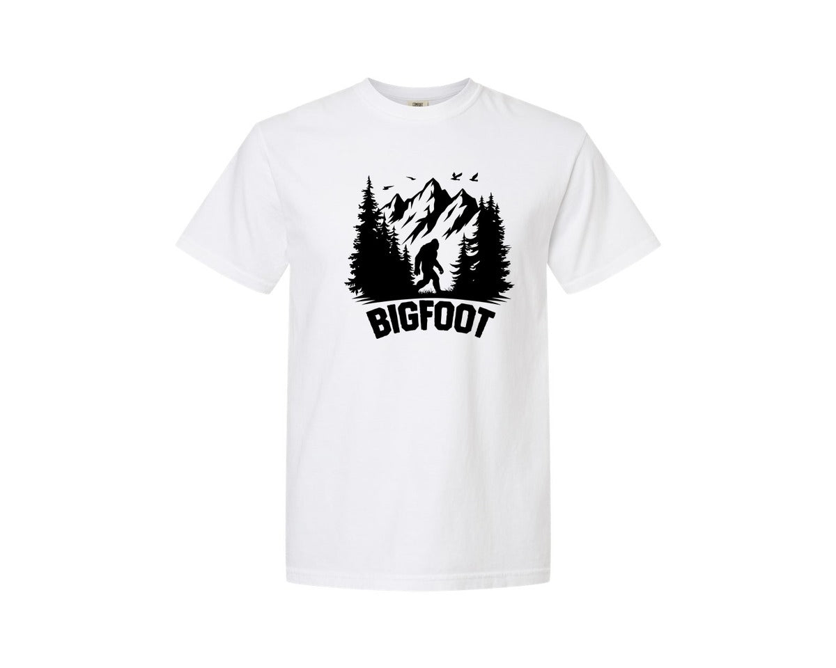 brand:Comfort Colors|color:White|Retro Bigfoot Silhouette Pixel Art Graphic T-Shirt