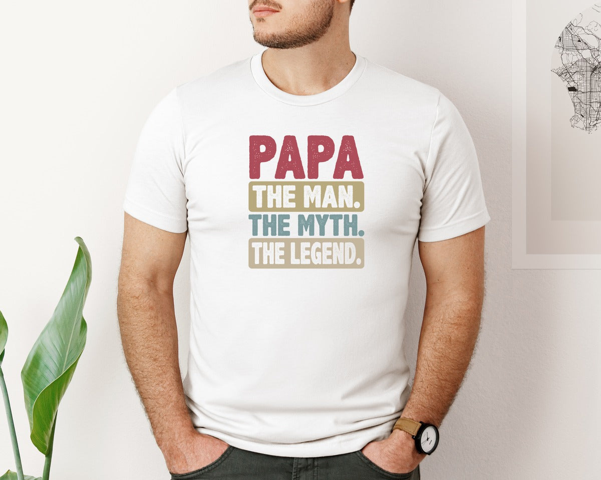 brand:Bella Canvas|color:White|Papa Shirt Father Shirt Graphic T-Shirt