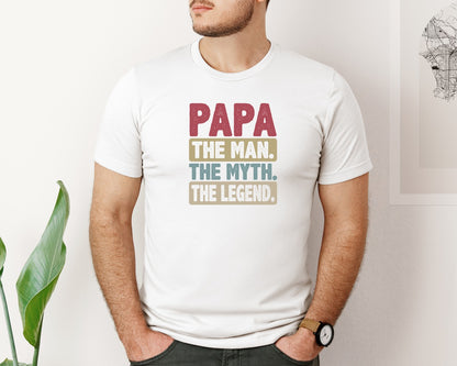brand:Bella Canvas|color:White|Papa Shirt Father Shirt Graphic T-Shirt