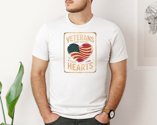 Veterans Carry History Hearts T Shirt Graphic T-Shirt