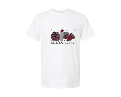 brand:Generic|color:White|Cheer Mom Glitter Cheerleading Graphic T-Shirt