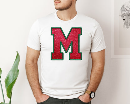 brand:Bella Canvas|color:White|Faux Embroidery Sequin Letters Graphic T-Shirt