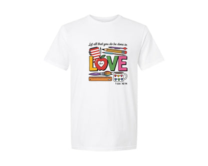 brand:Generic|color:White|Teacher Love Christian Teacher Graphic T-Shirt