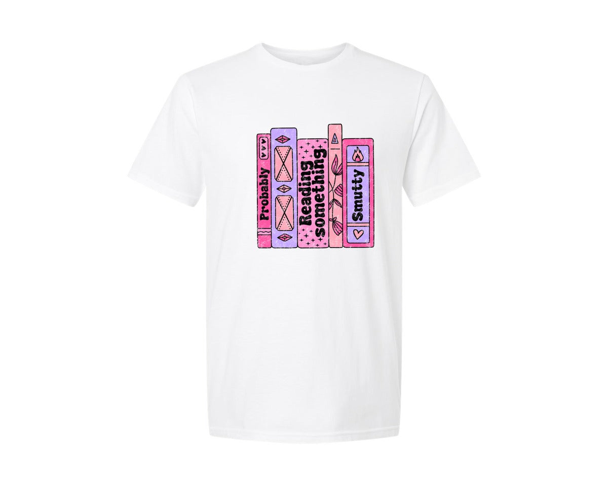 brand:Generic|color:White|Probably Reading Something Smutty Graphic T-Shirt