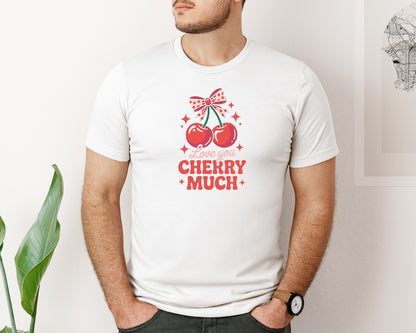 brand:Bella Canvas|color:White|Love You Cherry Much Valentines Day Graphic T-Shirt