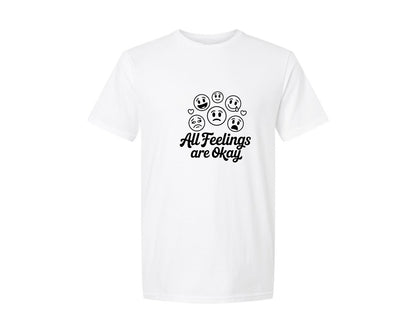 brand:Generic|color:White|All Feelings Are Okay Mental Health Graphic T-Shirt