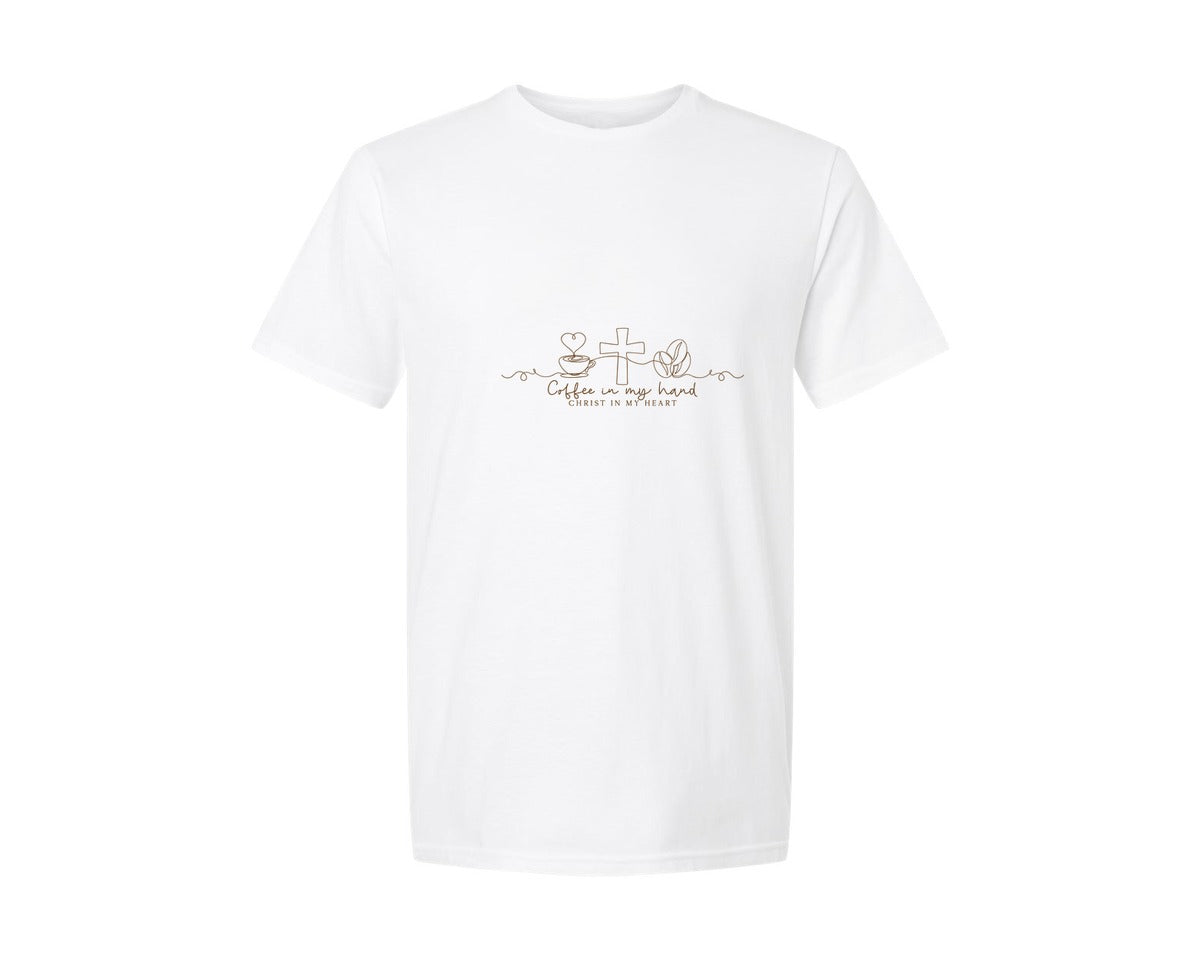 brand:Generic|color:White|Christian Coffee Quote Single Line Art Graphic T-Shirt