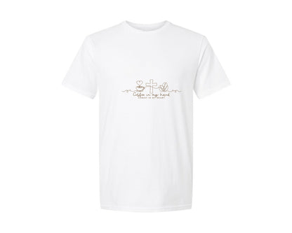 brand:Generic|color:White|Christian Coffee Quote Single Line Art Graphic T-Shirt