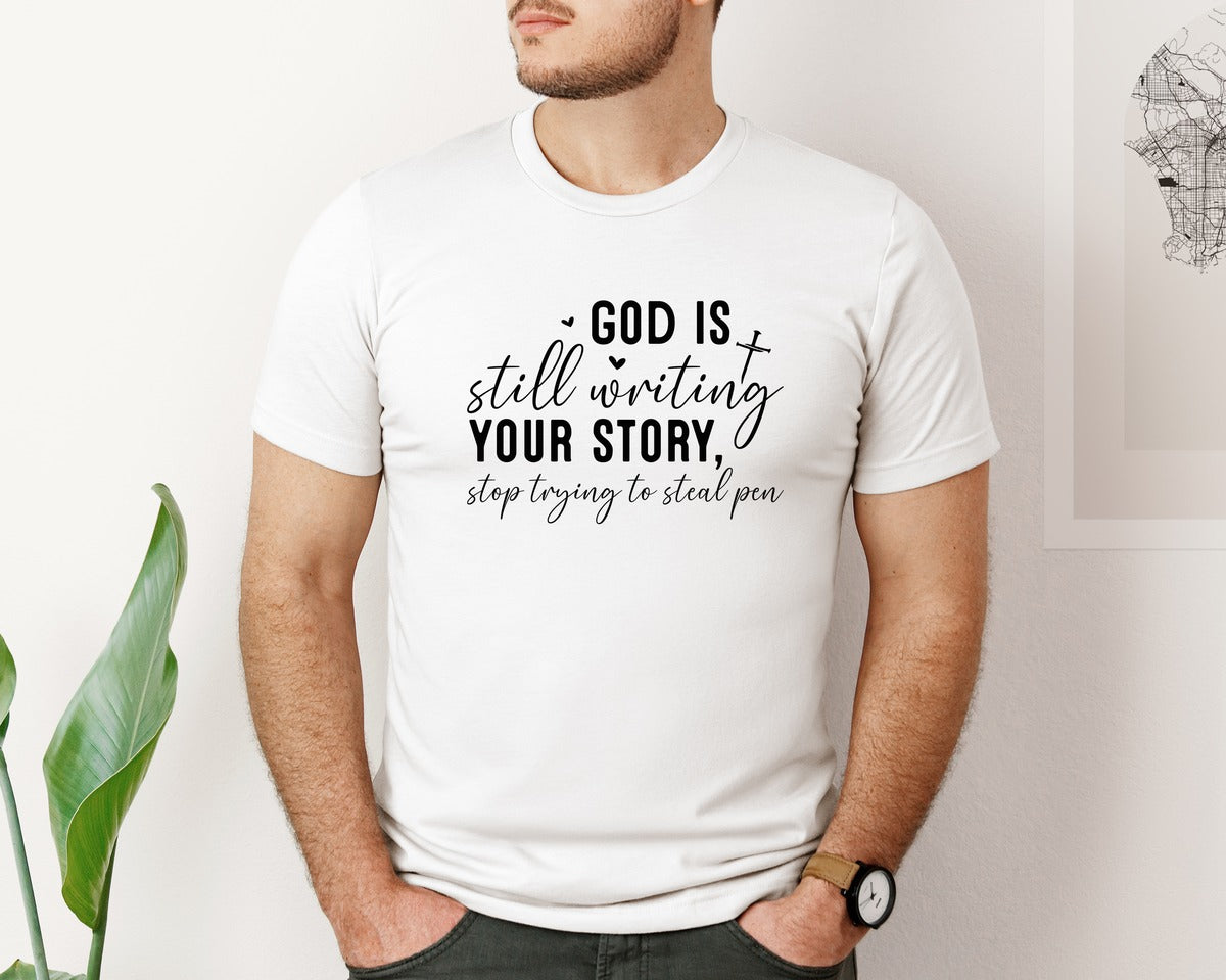 brand:Bella Canvas|color:White|Christian Sleeve Design Jesus Sleeve Graphic T-Shirt