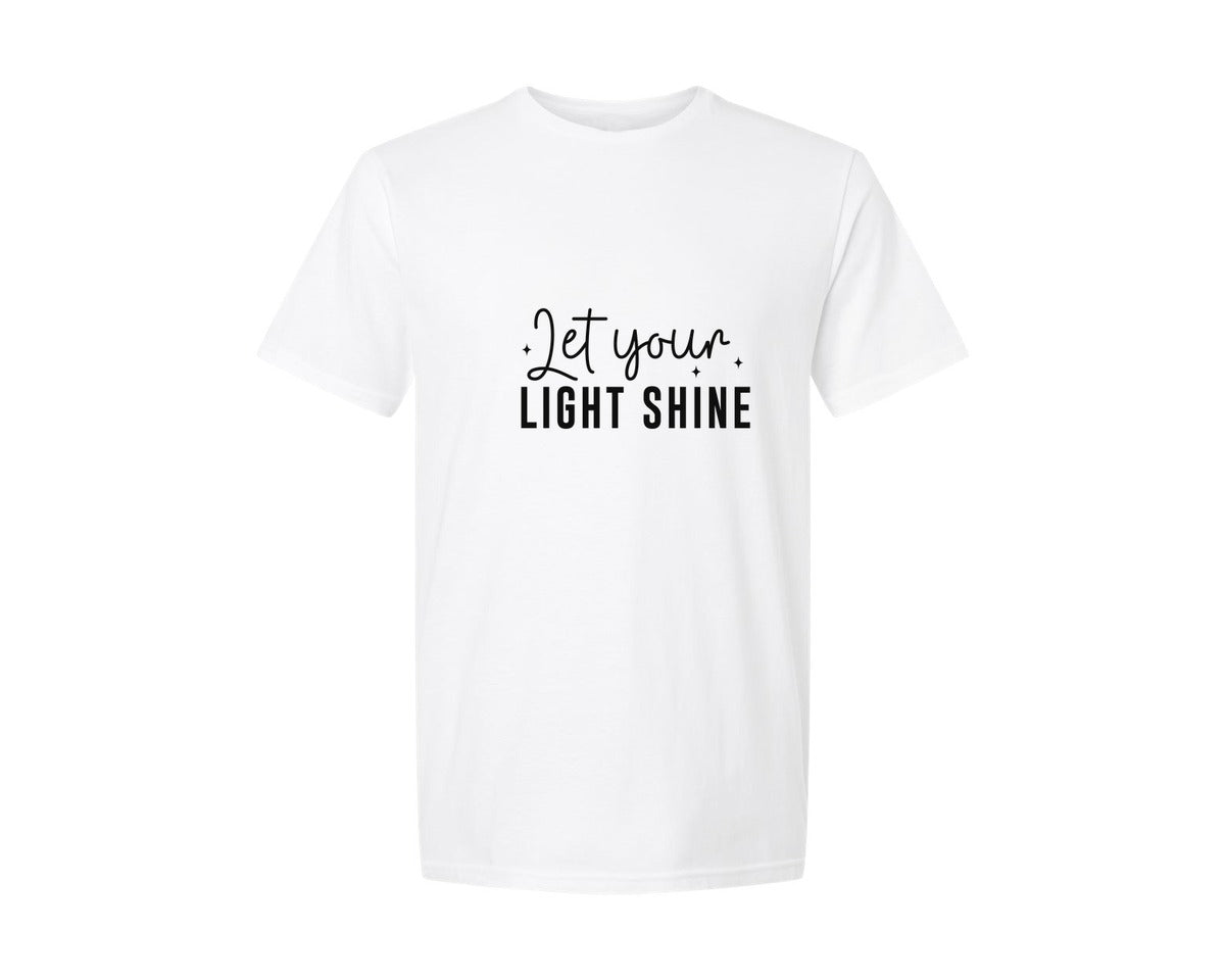 brand:Generic|color:White|Let Your Light Shine Sleeve Design Graphic T-Shirt