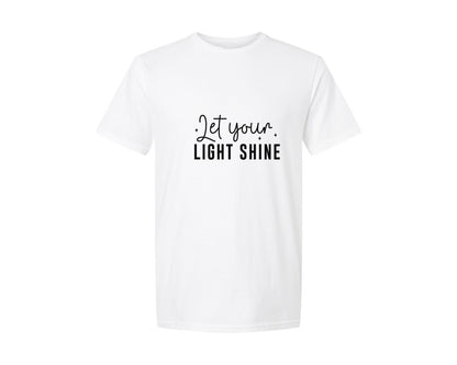 brand:Generic|color:White|Let Your Light Shine Sleeve Design Graphic T-Shirt