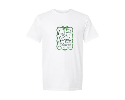 brand:Generic|color:White|Not Lucky Simply Blessed Roman 47 8 3 Graphic T-Shirt