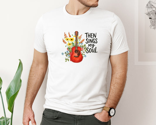 Then Sings My Soul Floral Guitar Graphic T-Shirt