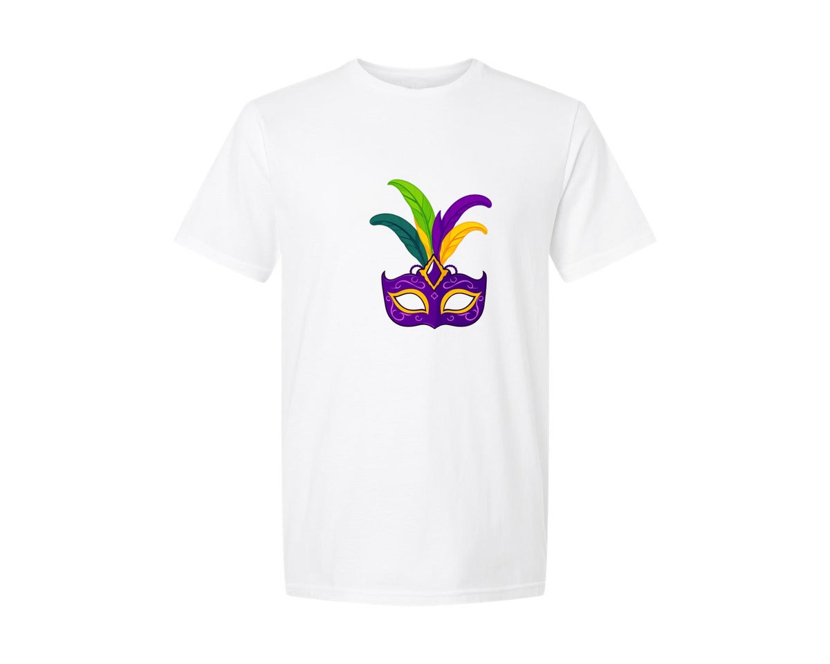 brand:Generic|color:White|Mardi Gras Mask T Shirt Design 4 Graphic T-Shirt