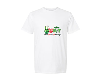 brand:Generic|color:White|Peace Love Radiology Unique Graphic T-Shirt
