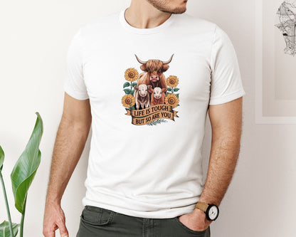 brand:Bella Canvas|color:White|Highland Cow 4 Graphic T-Shirt