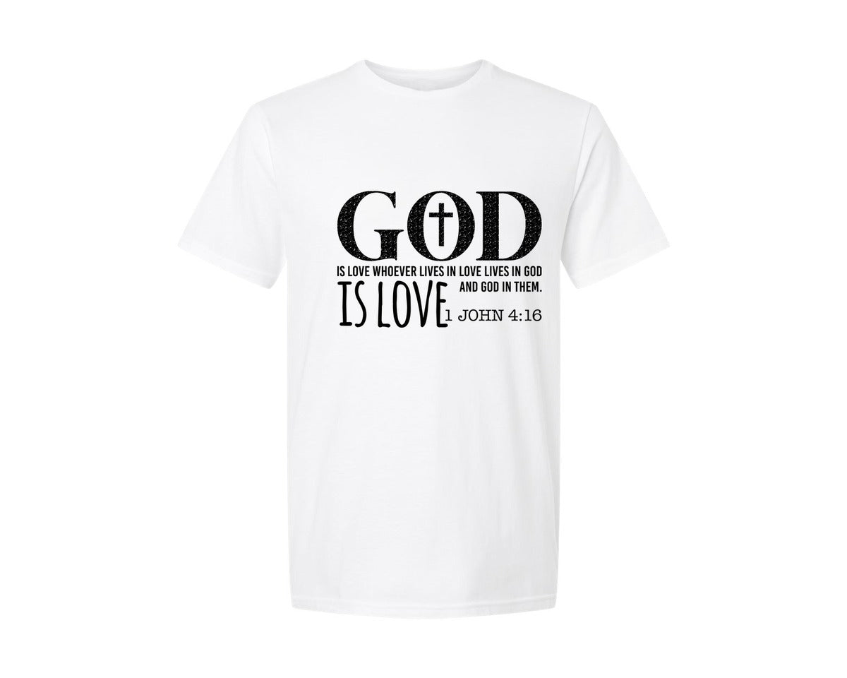 brand:Generic|color:White|God Is Love Bible Verse Christian Graphic T-Shirt