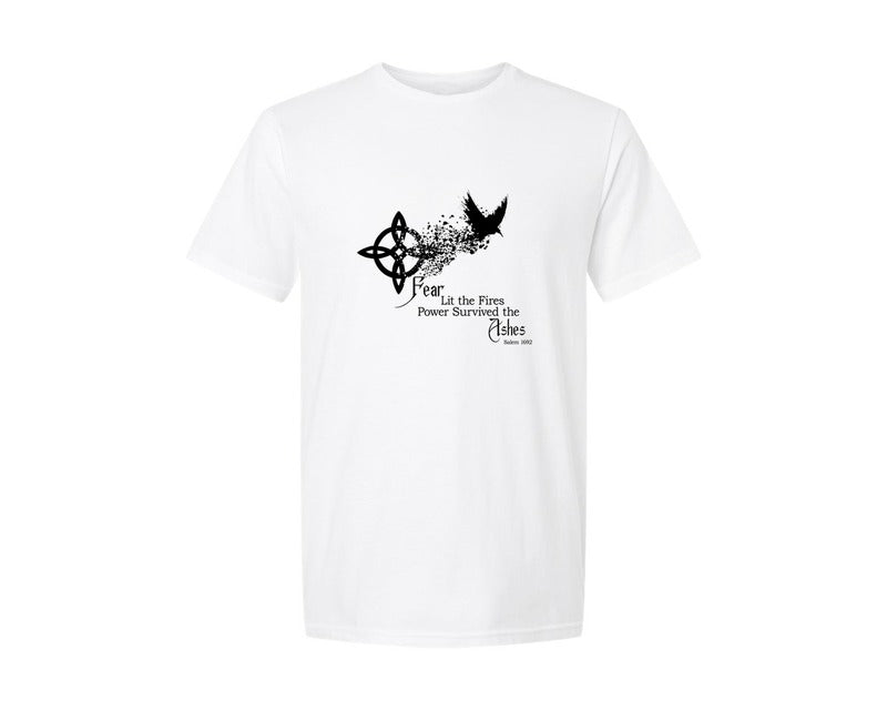brand:Generic|color:White|Salem 1692 Fear Lit The Fires Ashes Graphic T-Shirt