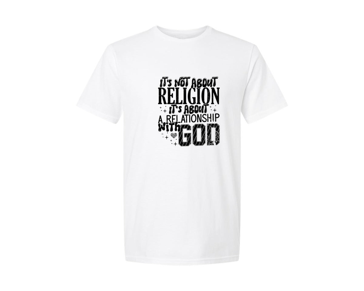 brand:Generic|color:White|Its Not About Religion Faith 3 Graphic T-Shirt