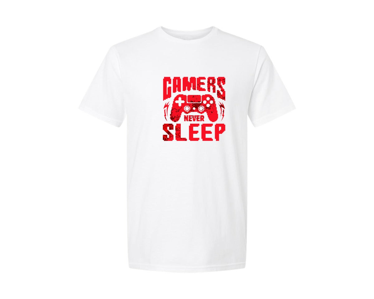 brand:Generic|color:White|Gamers Never Sleep Graphic T Shirt 2 Graphic T-Shirt