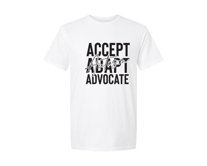 brand:Generic|color:White|Accept Adapt Advocate Autism Graphic T-Shirt