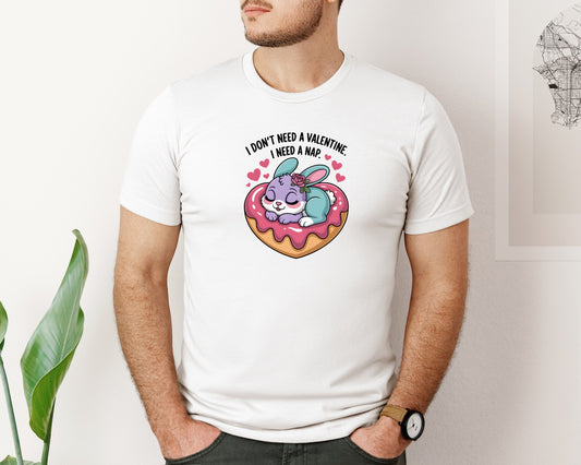 Sleeping Bunny Anti Valentine Graphic T-Shirt