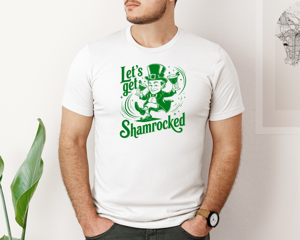 brand:Bella Canvas|color:White|Lets Get Shamrocked Design 7 Graphic T-Shirt