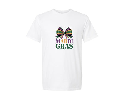 brand:Generic|color:White|Mardi Gras Bow Design Graphic T-Shirt