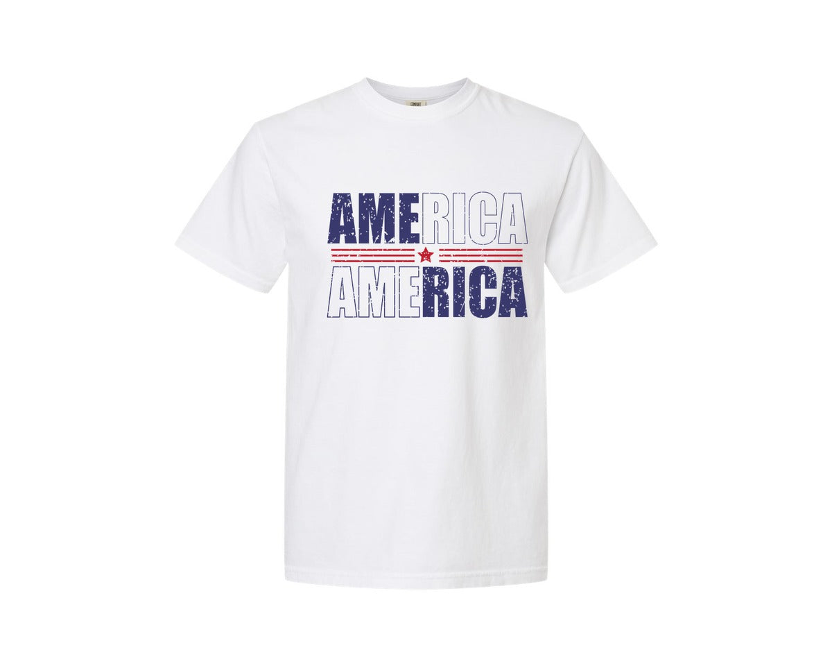 brand:Comfort Colors|color:White|America Patriotic Graphic T-Shirt