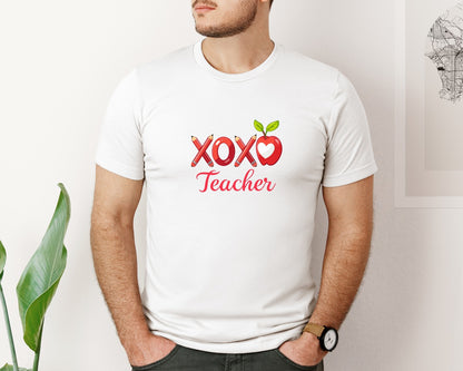 brand:Bella Canvas|color:White|Xoxo Teacher Valentines Day 2 Graphic T-Shirt