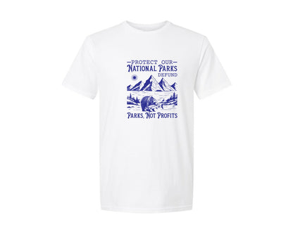 brand:Generic|color:White|Protect Our National Parks Defund Doge Graphic T-Shirt