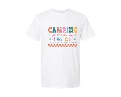 brand:Generic|color:White|Camping Mode Sublimations Design Graphic T-Shirt