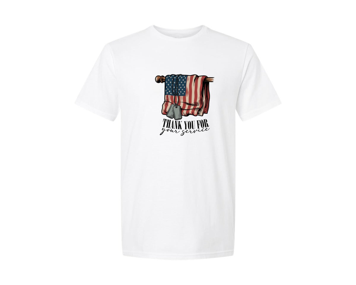 brand:Generic|color:White|Thank You For Your Service Veteran Graphic T-Shirt