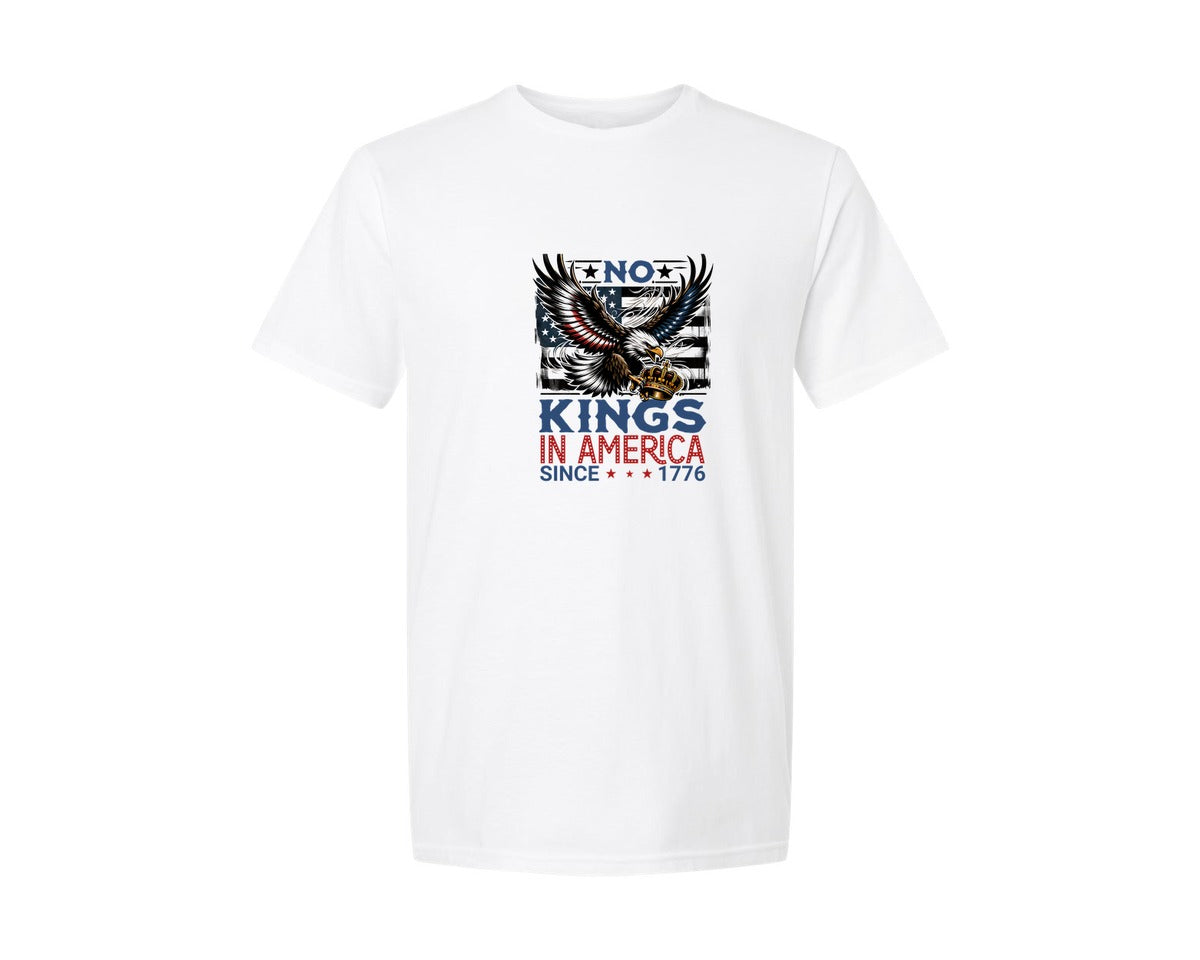 brand:Generic|color:White|No Kings In America Since 1776Funny Graphic T-Shirt