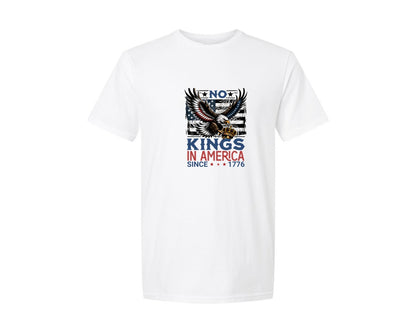 brand:Generic|color:White|No Kings In America Since 1776Funny Graphic T-Shirt