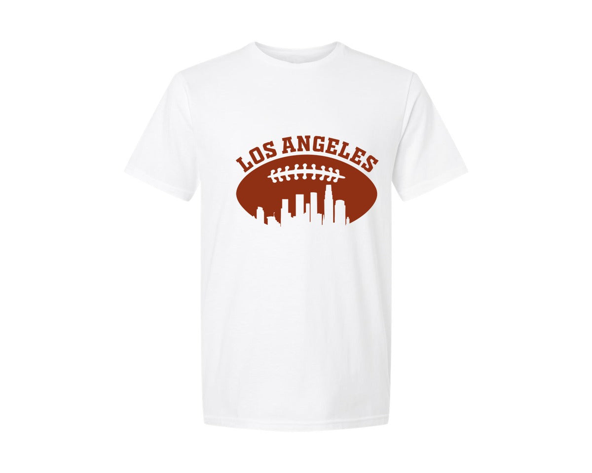 brand:Generic|color:White|American Football Los Angeles Skyline Graphic T-Shirt