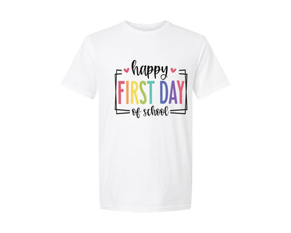 brand:Generic|color:White|Happy First Day Of School 73 Graphic T-Shirt