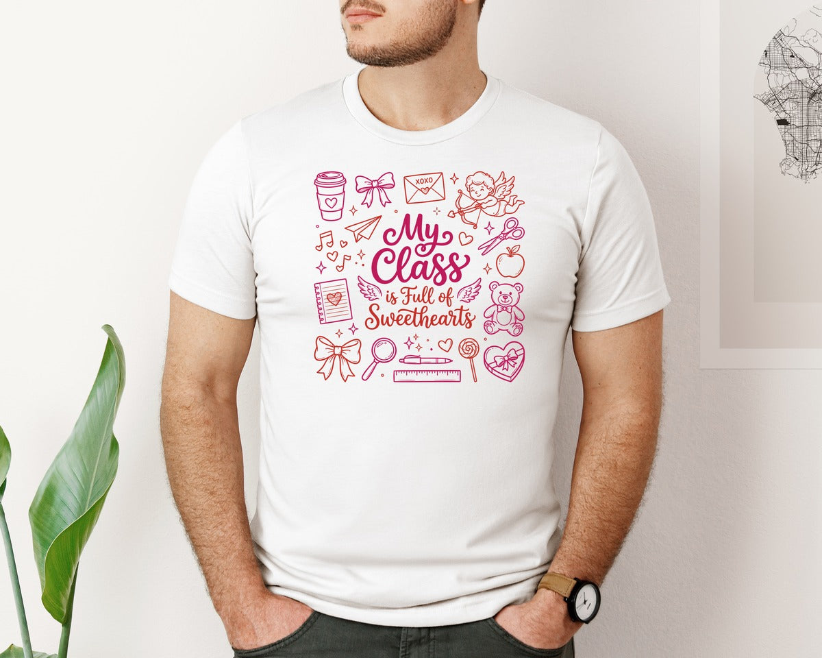 brand:Bella Canvas|color:White|Coquette Teacher Valentine Classroom Graphic T-Shirt