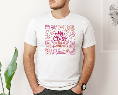 brand:Bella Canvas|color:White|Coquette Teacher Valentine Classroom Graphic T-Shirt