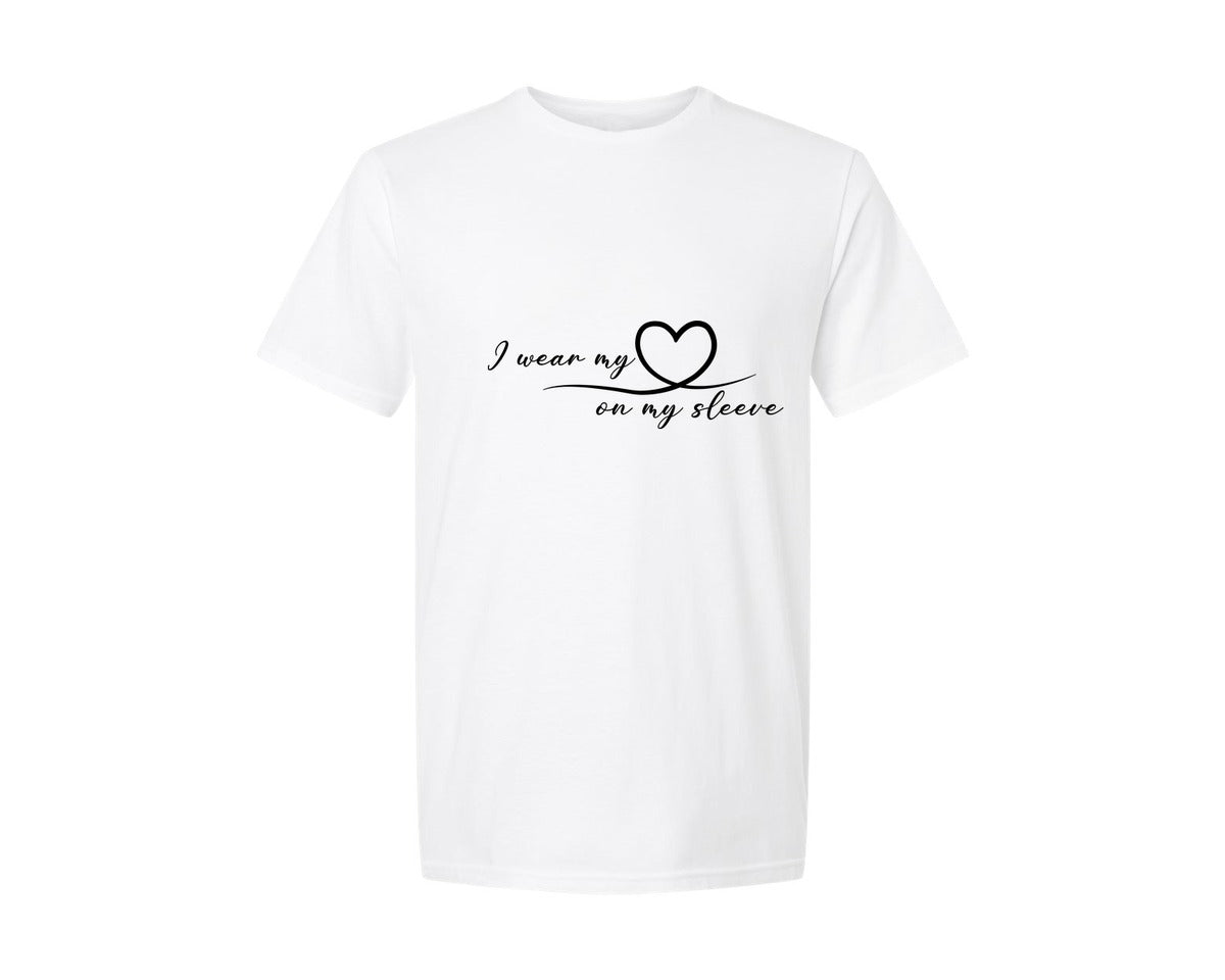 brand:Generic|color:White|I Wear My Heart On My Sleeve 7 Graphic T-Shirt