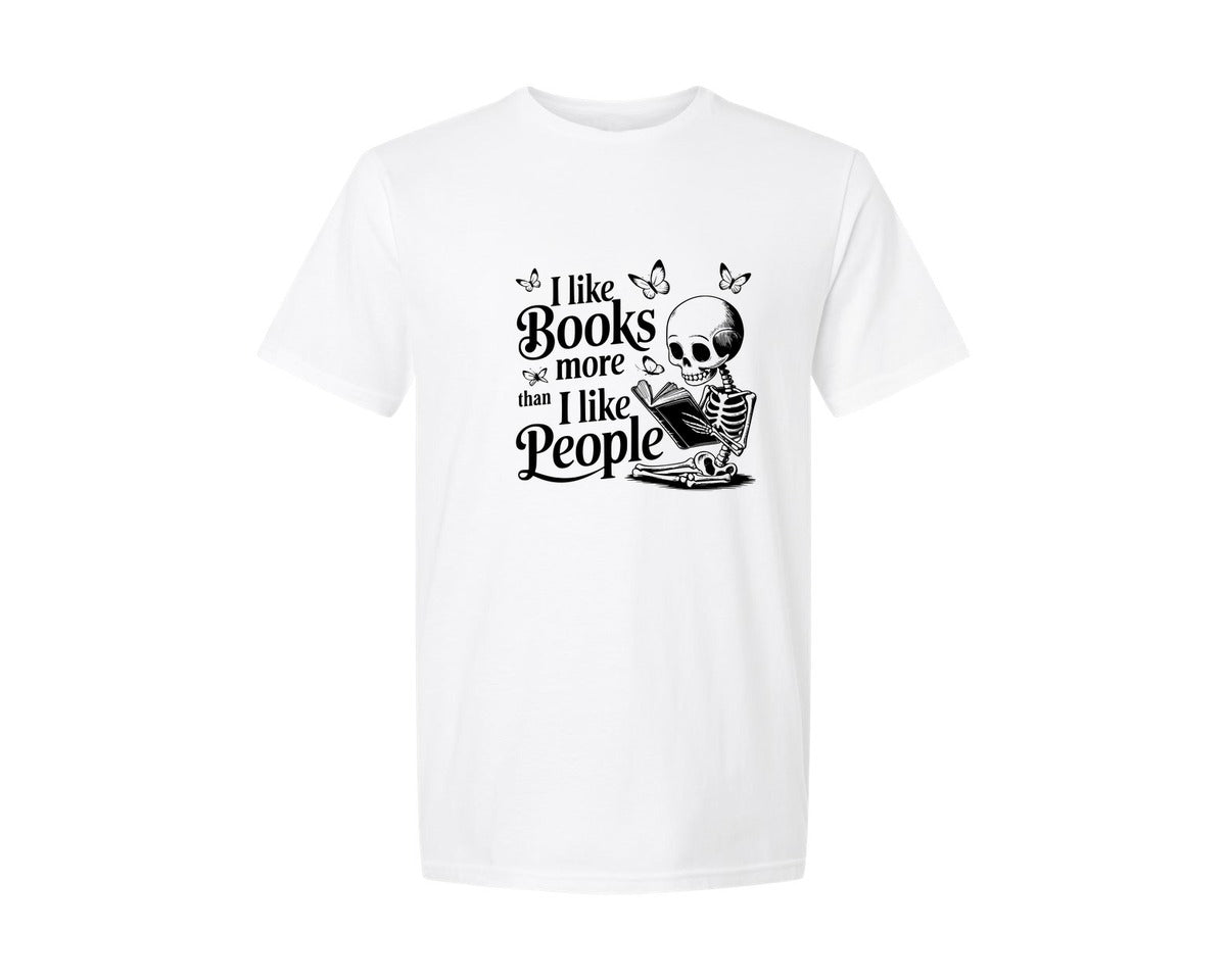 brand:Generic|color:White|I Like Books More Than I Like People 3 Graphic T-Shirt