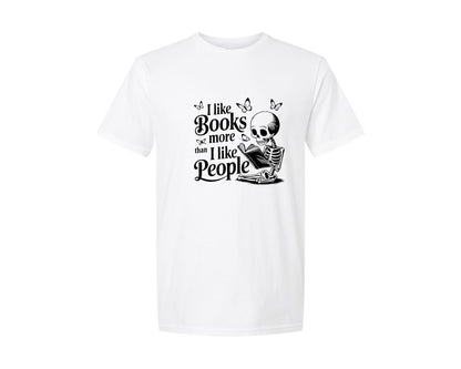 brand:Generic|color:White|I Like Books More Than I Like People 3 Graphic T-Shirt