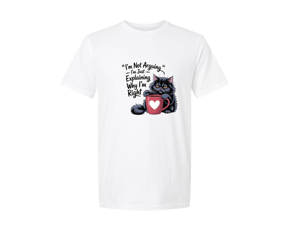 brand:Generic|color:White|Im Not Arguing Cat Lover Graphic T-Shirt