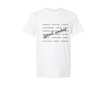 brand:Generic|color:White|Social Worker Typography Graphic T-Shirt