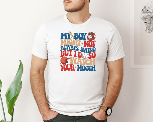 Baseball Mom Watch Your Mouth Graphic T-Shirt